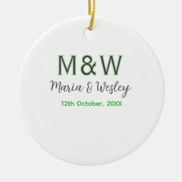 Décoration En Céramique Monogramme couple gris vert moderne date romantiqu