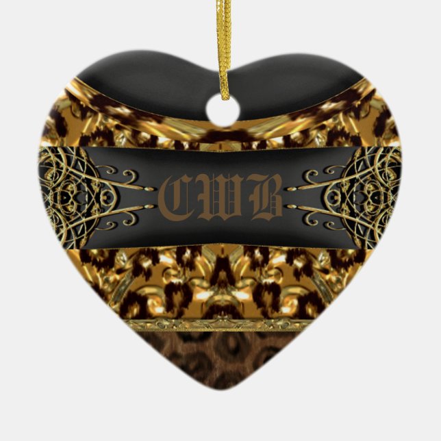 Décoration En Céramique Monogramme de charme de guépard (Devant)