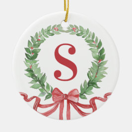 Décoration En Céramique Monogramme de la couronne de Noël