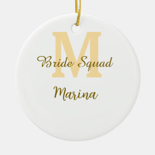Décoration En Céramique Monogramme de l'équipe de la mariée simple shower 