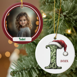 Décoration En Céramique Monogramme de Noël I personnalisé