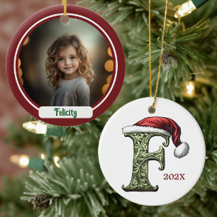 Décoration En Céramique Monogramme de Noël personnalisé