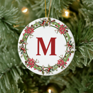 Décoration En Céramique monogramme des couronnes de Noël