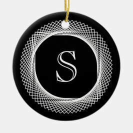 Décoration En Céramique Monogramme Elegant noir et blanc