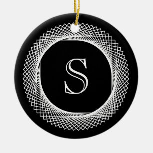 Décoration En Céramique Monogramme Elegant noir et blanc