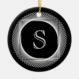 Décoration En Céramique Monogramme Elegant noir et blanc