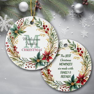 Décoration En Céramique Monogramme Famille Souvenirs Noël Couronne