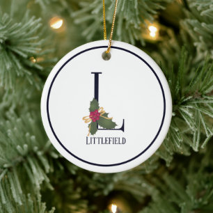 Décoration En Céramique Monogramme Initial L Vintage Noël