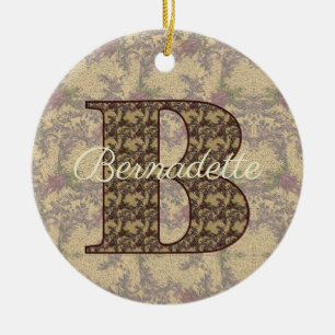 Décoration En Céramique Monogramme Initiale B Floral Vintage Personnalisé