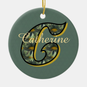 Décoration En Céramique Monogramme Initiale C Fleurs Personnalisé 