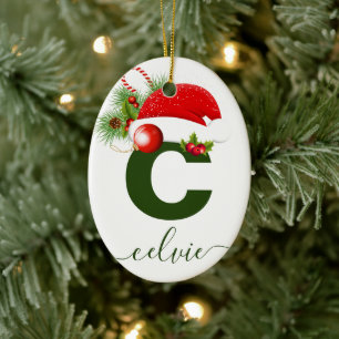 Décoration En Céramique Monogramme personnalisé simple Noël