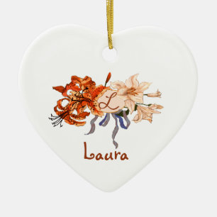 Décoration En Céramique Monogramme personnalisé Tigre Lily Bouquet