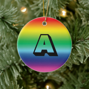 Décoration En Céramique Monogramme rainbow lettre initiale personnalisée 