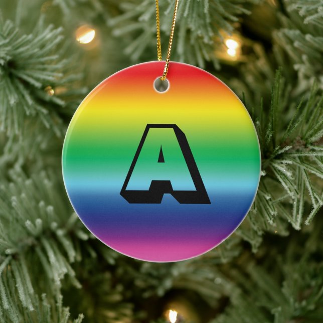 Décoration En Céramique Monogramme rainbow lettre initiale personnalisée N (Arbre)