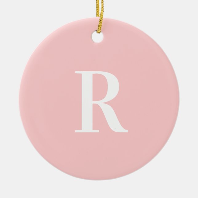 Décoration En Céramique Monogramme rose pastel simple (Devant)