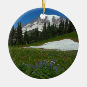 Décoration En Céramique Mont Rainier, Fleurs sauvages et Neige