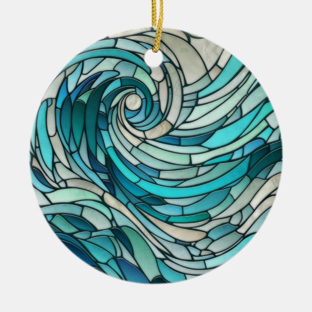 Décoration En Céramique Mosaïque de la vague océanique (Devant)