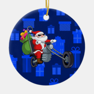 Décoration En Céramique motard de xmas santa claus