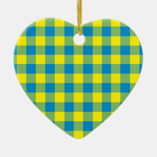 Décoration En Céramique Motif à carreaux et à losanges bleu jaune vert