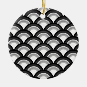 Décoration En Céramique Motif à vagues Art déco - noir et blanc