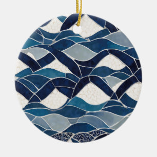 Décoration En Céramique Motif blanc bleu 01