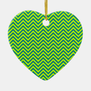 Décoration En Céramique Motif Chevron turquoise et Lime Green