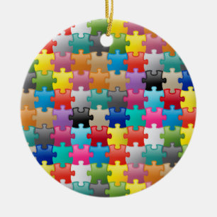 Décoration En Céramique Motif coloré de puzzle