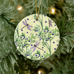 Décoration En Céramique Motif de bleuets avec libellules