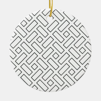 Décoration En Céramique Motif de bloc linéaire noir et blanc - Blanc
