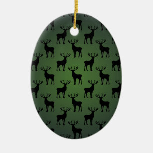 Décoration En Céramique Motif de cerf sur fond vert