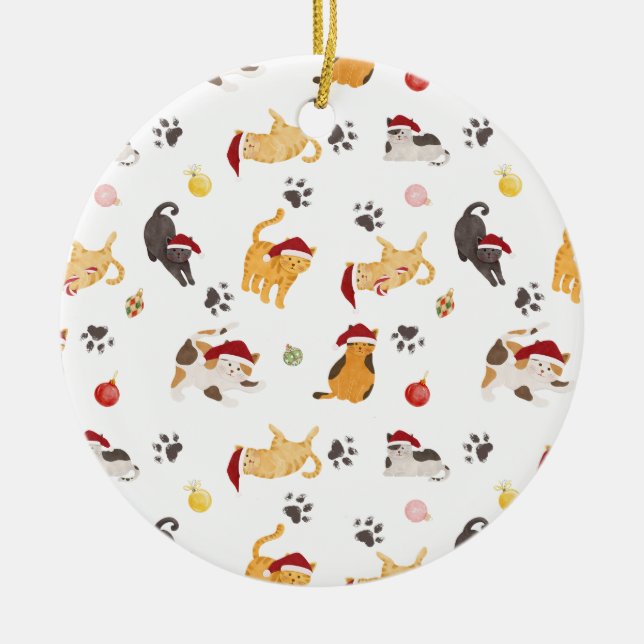 Décoration En Céramique Motif de chat des fêtes mignon (Devant)