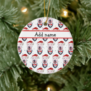Décoration En Céramique Motif de Noël de chien Bull Terrier Mignon