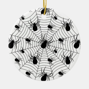 Décoration En Céramique Motif d'Halloween Black White araignées