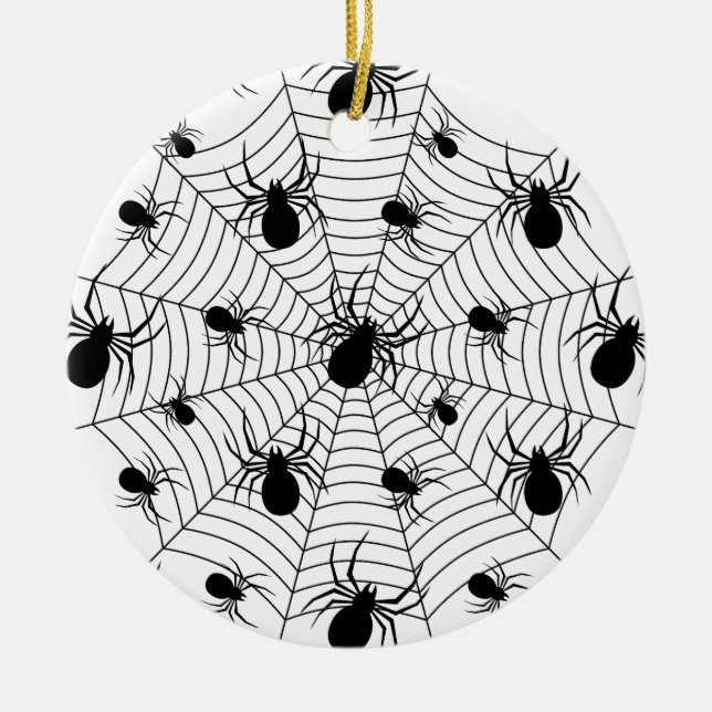 Décoration En Céramique Motif d'Halloween Black White araignées (Devant)