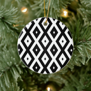 Décoration En Céramique Motif diamant noir et blanc