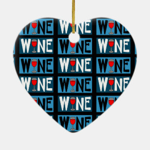 Décoration En Céramique Motif en verre de vin rouge
