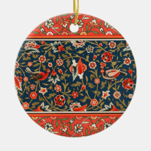 Décoration En Céramique Motif floral indo-persan bohème vintage rouge