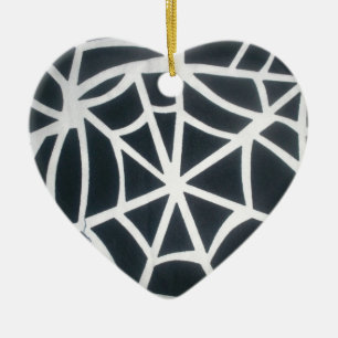 Décoration En Céramique Motif géométrique Gras noir et blanc Spider Web