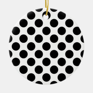 Décoration En Céramique Motif Pois noir et blanc classique