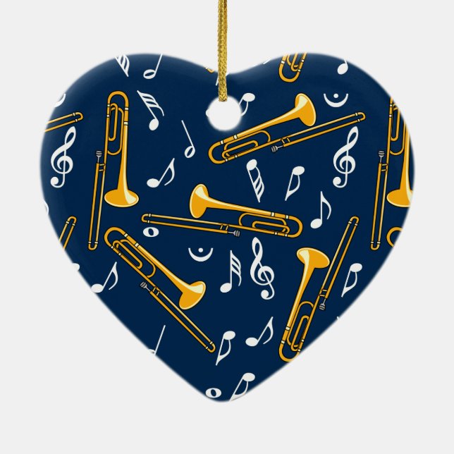 Décoration En Céramique Motif Trombone Music Notes (Dos)