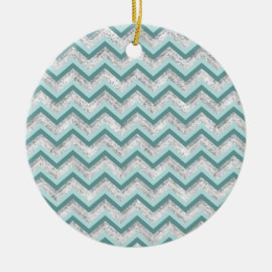 Décoration En Céramique Motif turquoise et Crystal Zigzag