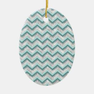 Décoration En Céramique Motif turquoise et Crystal Zigzag