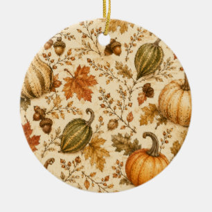Décoration En Céramique Motif vintage de citrouille et de gourdes d'automn