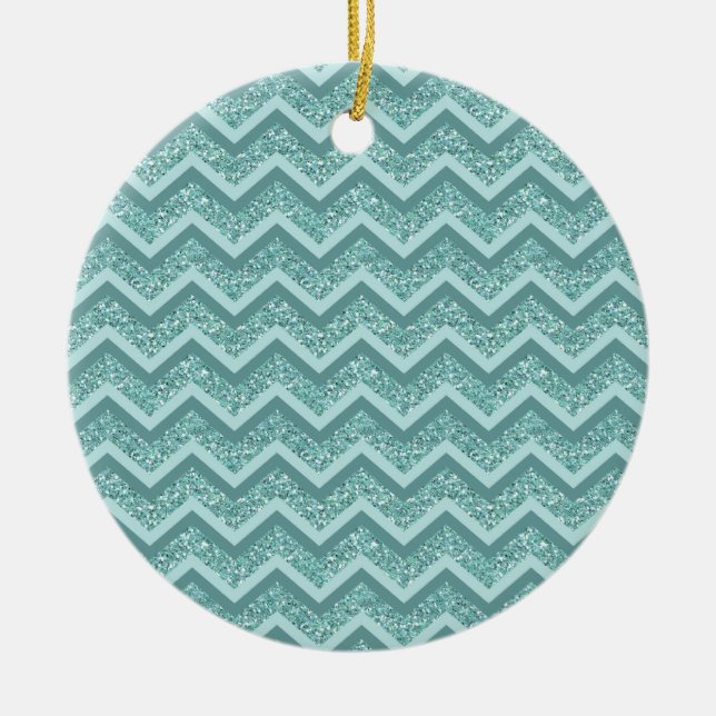 Décoration En Céramique Motif ZigZag Parties scintillant Turquoise (Devant)