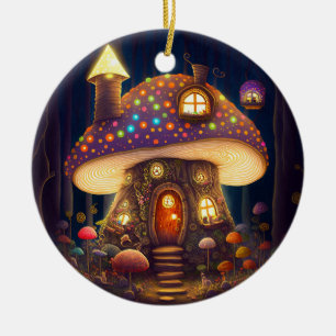 Décoration En Céramique Mushroom House Imaginaire Art
