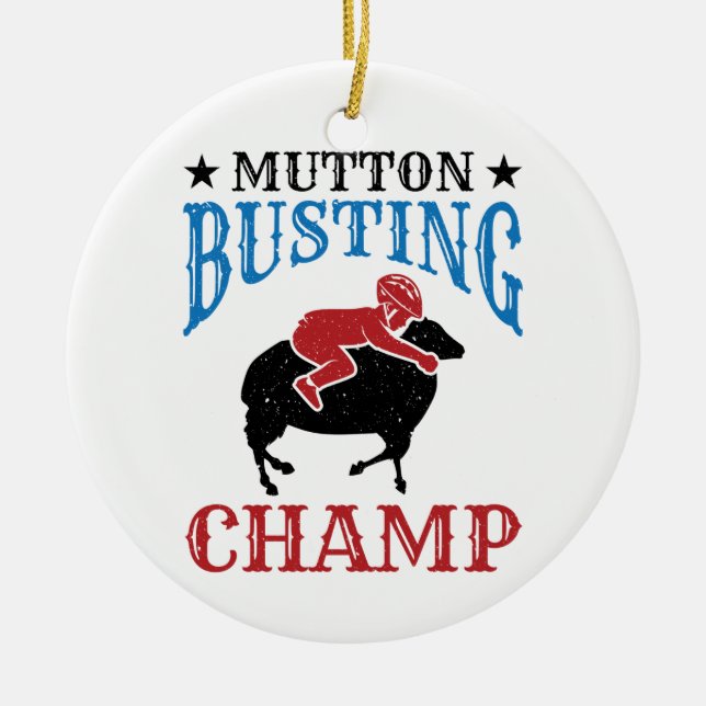 Décoration En Céramique Mutton Busting Champ Cheep Riding (Devant)