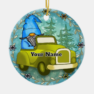 Décoration En Céramique Nain conduisant une voiture