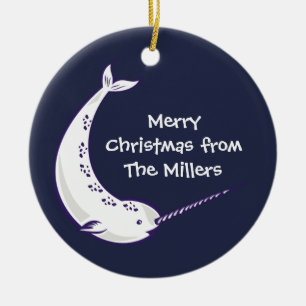 Décoration En Céramique Narwhal a personnalisé l'ornement de Noël de pho