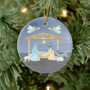 Décoration En Céramique Nativité de la aquarelle Noël
