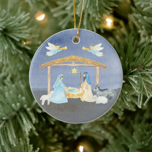 Décoration En Céramique Nativité de la aquarelle Noël (Arbre)